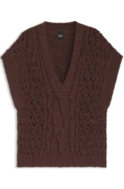 Cotton-blend knitted top with cable detailing