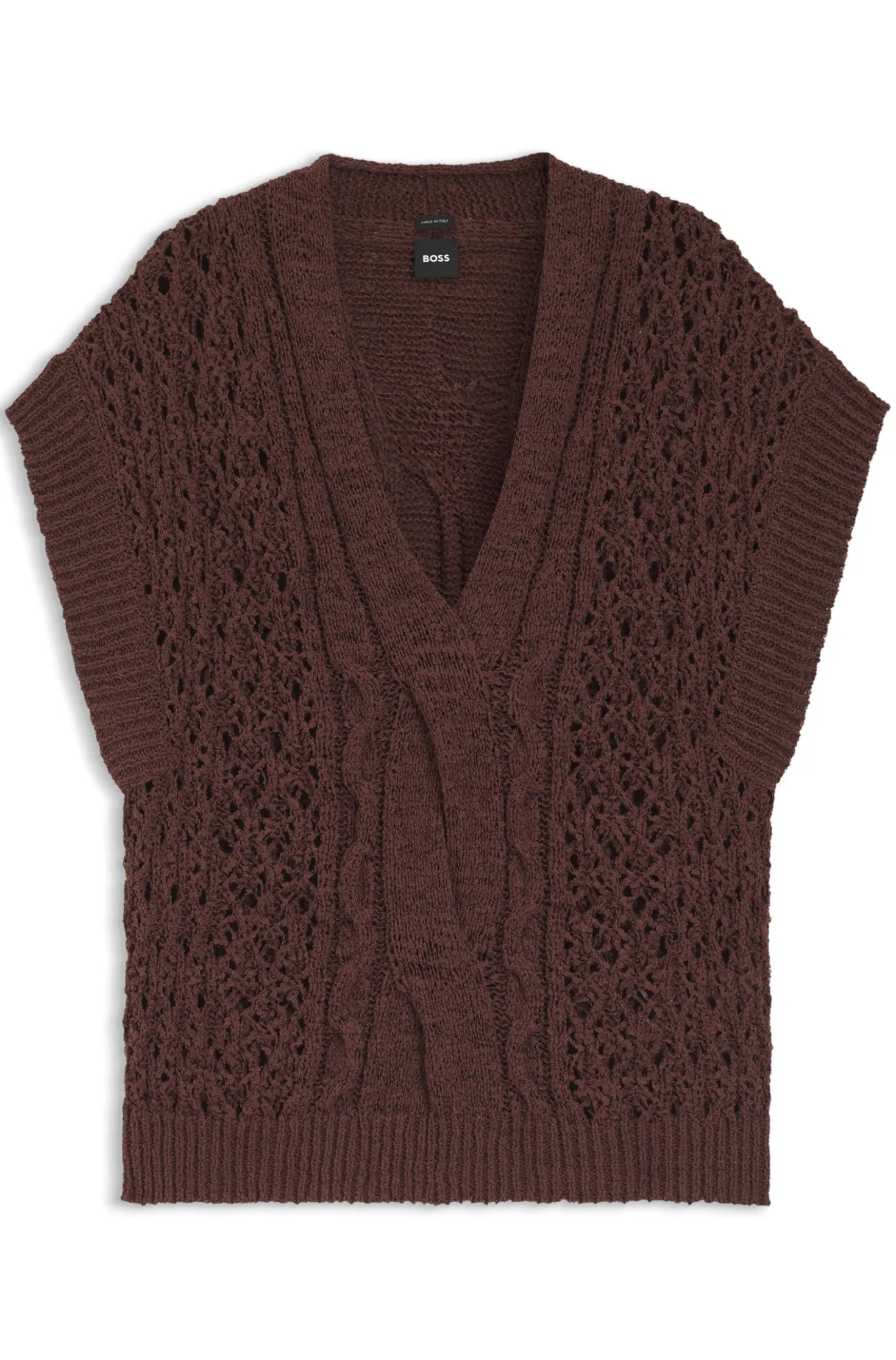 Cotton-blend knitted top with cable detailing