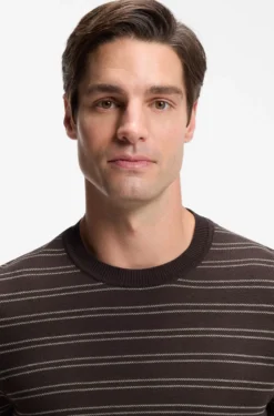 Cotton-blend knit T-shirt with horizontal stripe