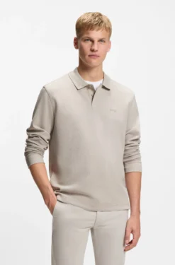 Cotton-blend polo shirt with waffle structure