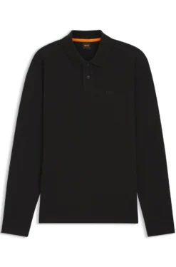 Cotton-blend polo shirt with waffle structure