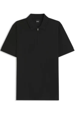 Cotton-blend polo shirt with zip placket