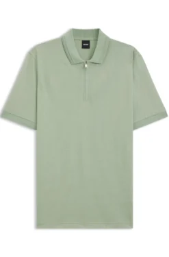 Cotton-blend polo shirt with zip placket