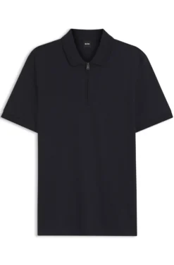 Cotton-blend polo shirt with zip placket