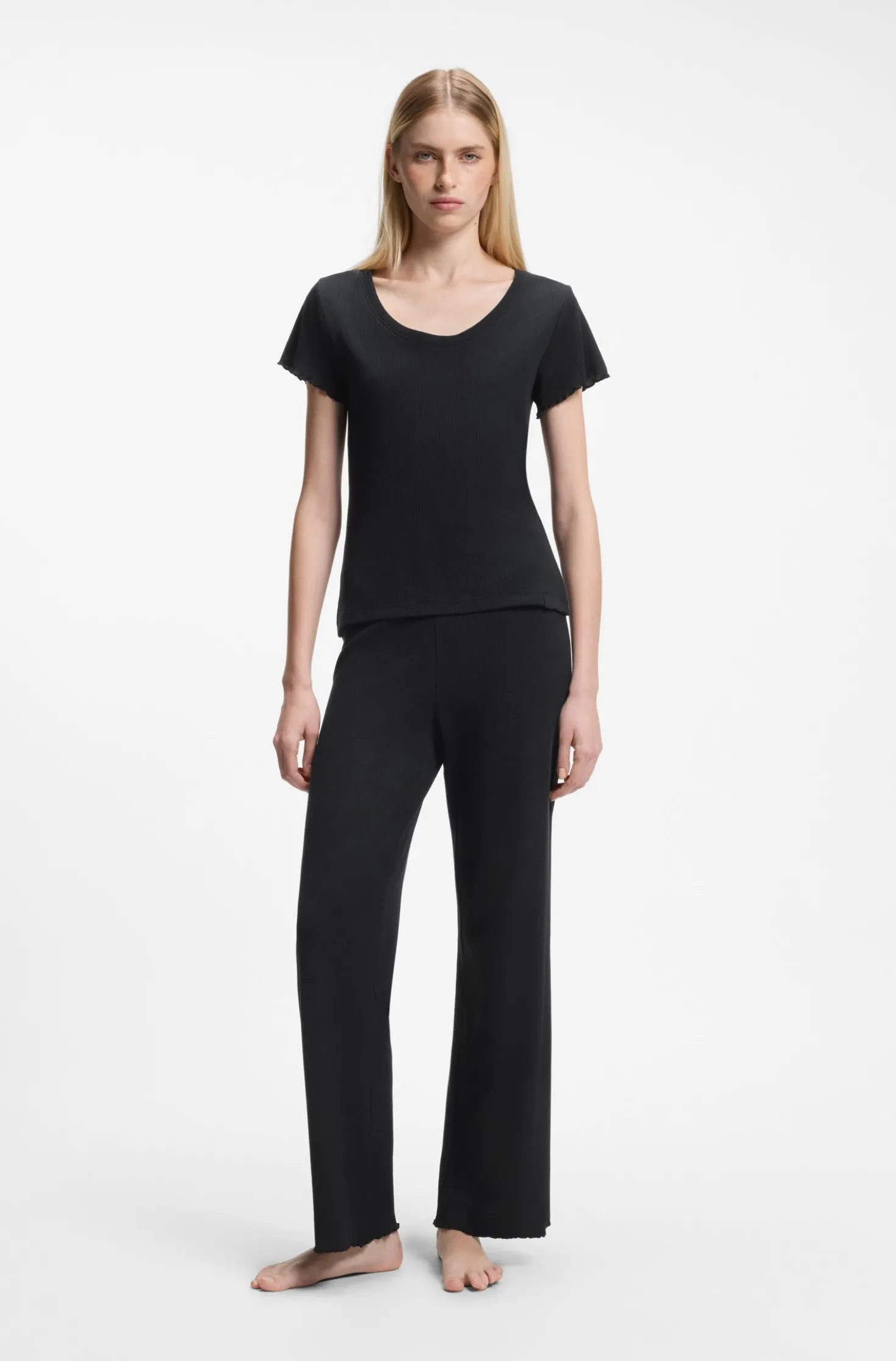 Cotton-blend pyjama bottoms in waffle jersey