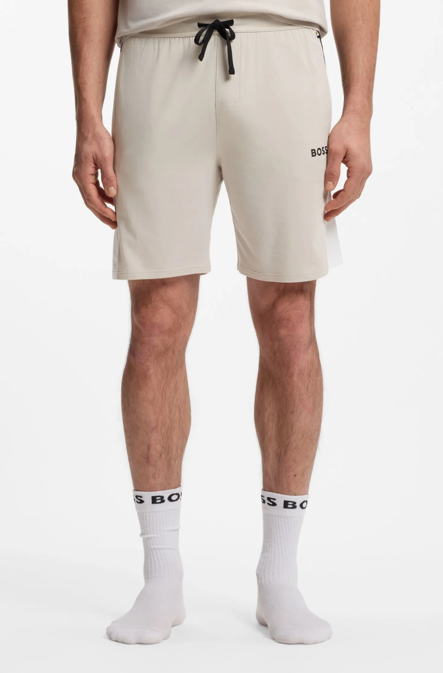 Cotton-blend pyjama shorts with colour-blocking