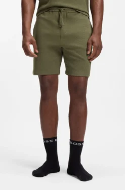 Cotton-blend pyjama shorts with embroidered logo