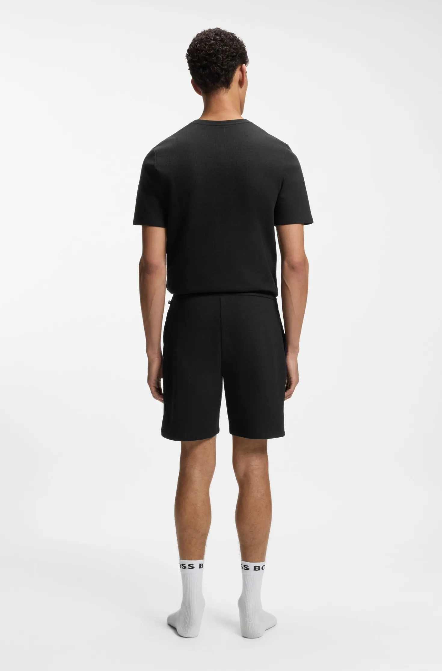 Cotton-blend pyjama shorts with embroidered logo