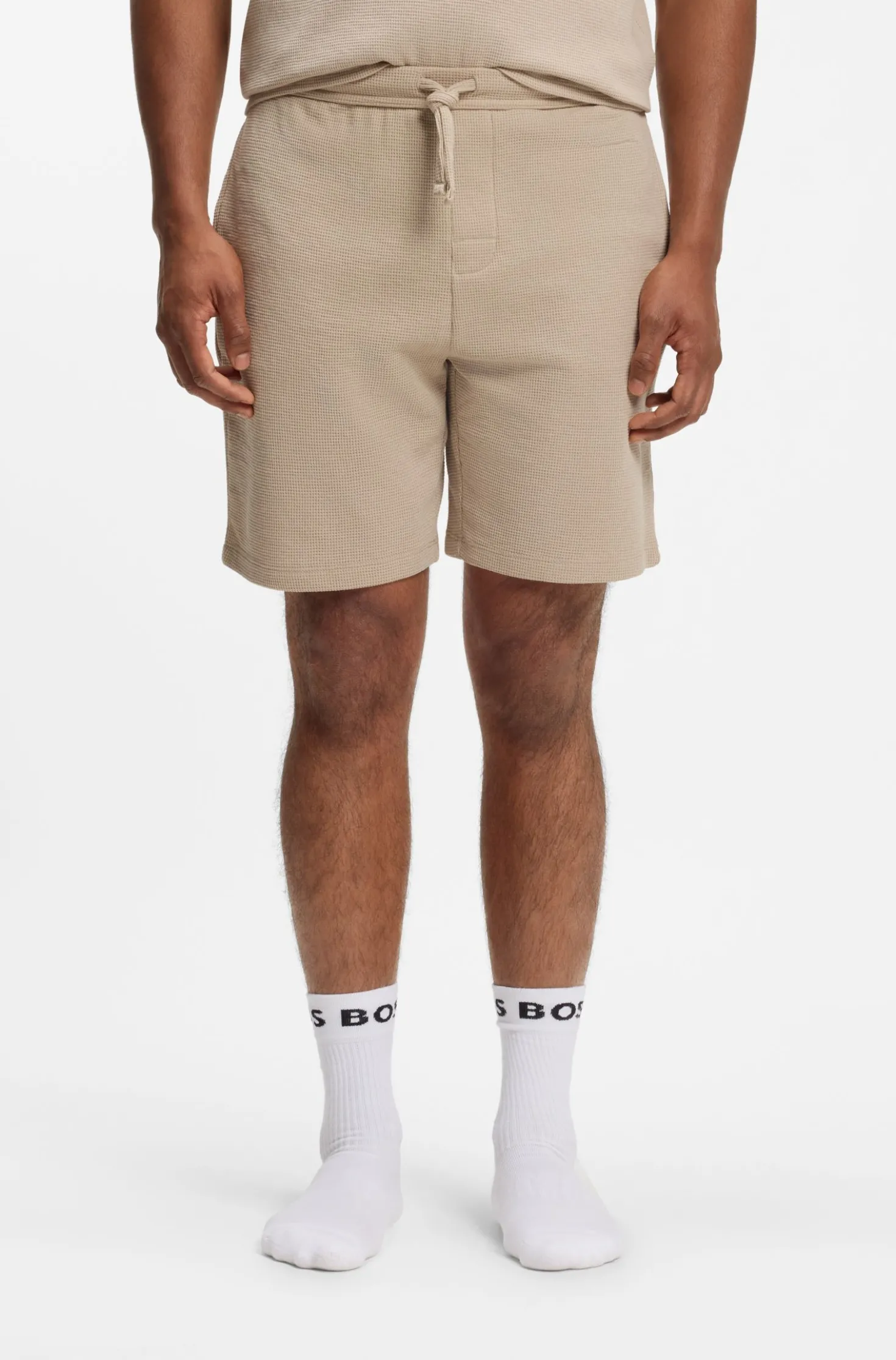 Cotton-blend pyjama shorts with embroidered logo