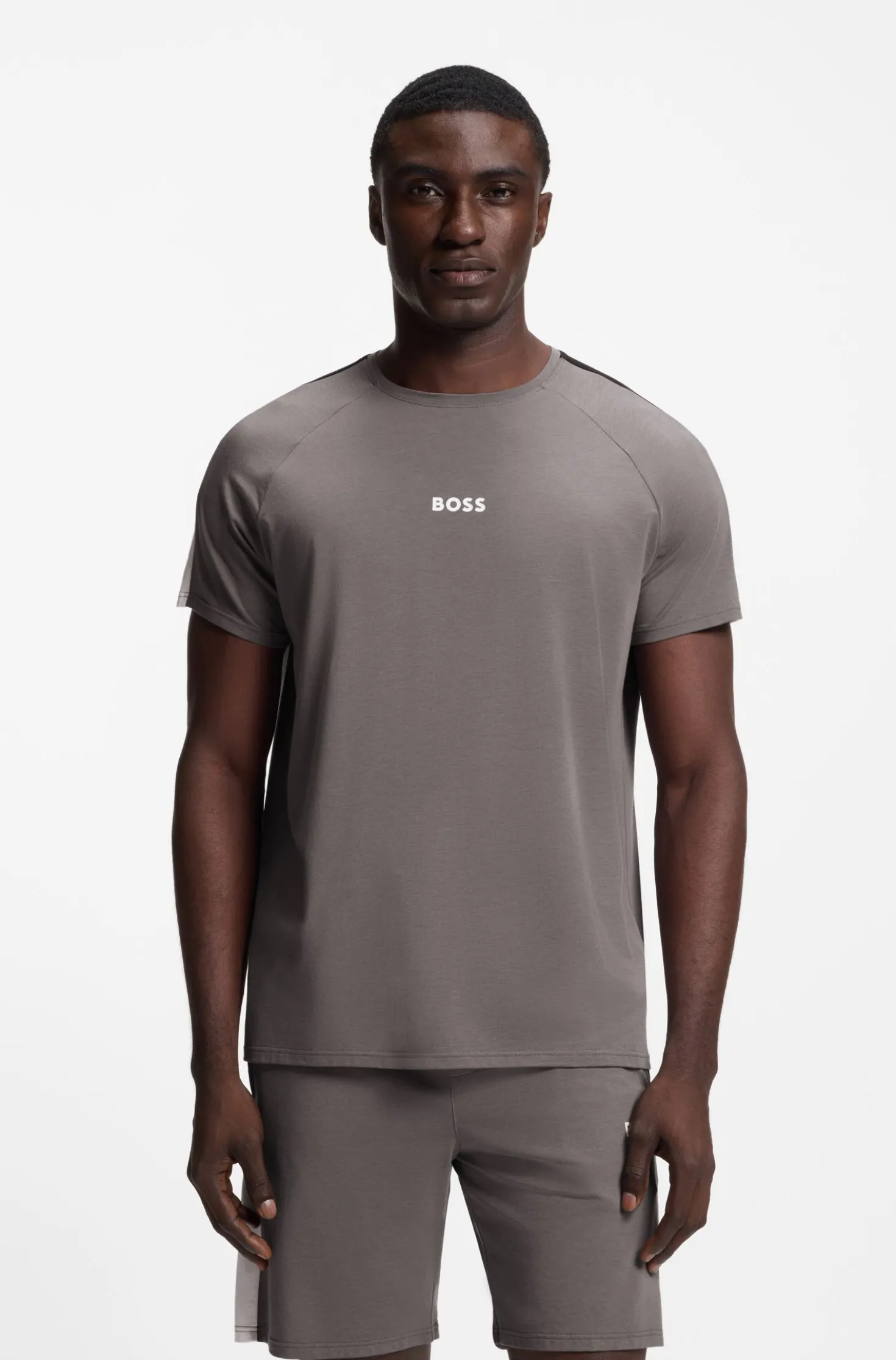 Cotton-blend pyjamas with contrast inserts