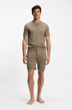Cotton-blend pyjama T-shirt with embroidered logo