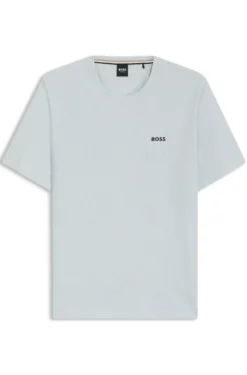 Cotton-blend pyjama T-shirt with embroidered logo