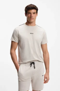 Cotton-blend pyjama T-shirt with colour-blocking