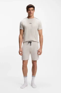 Cotton-blend pyjama T-shirt with colour-blocking