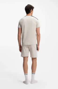 Cotton-blend pyjama T-shirt with colour-blocking
