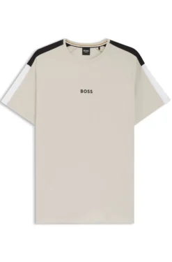 Cotton-blend pyjama T-shirt with colour-blocking