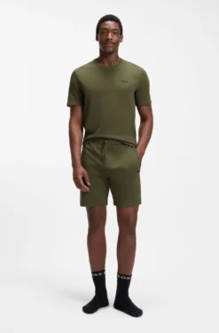 Cotton-blend pyjama T-shirt with embroidered logo