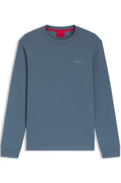 Cotton-blend pyjama T-shirt with waffle structure