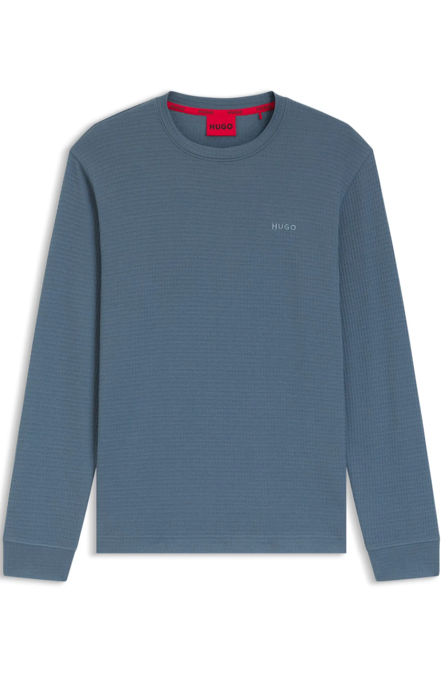 Cotton-blend pyjama T-shirt with waffle structure