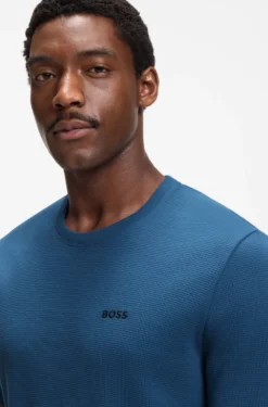 Cotton-blend pyjama T-shirt with embroidered logo