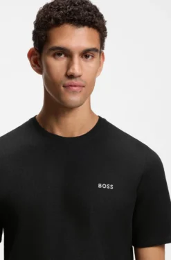 Cotton-blend pyjama T-shirt with embroidered logo