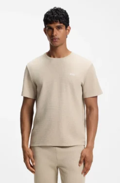 Cotton-blend pyjama T-shirt with embroidered logo
