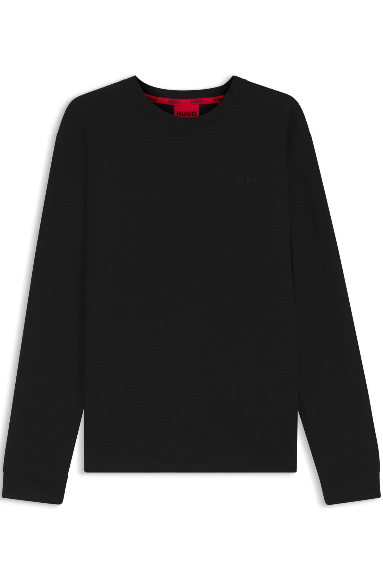 Cotton-blend pyjama T-shirt with waffle structure