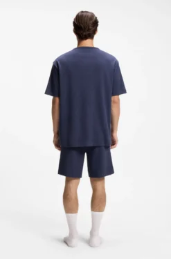 Cotton-blend pyjama T-shirt with embroidered logo