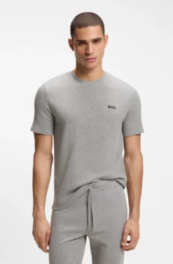 Cotton-blend pyjama T-shirt with embroidered logo