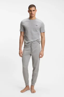 Cotton-blend pyjama T-shirt with embroidered logo