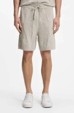 Cotton-blend shorts with knitted graphics