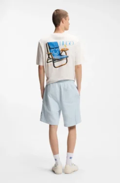 Cotton-blend shorts with logo label