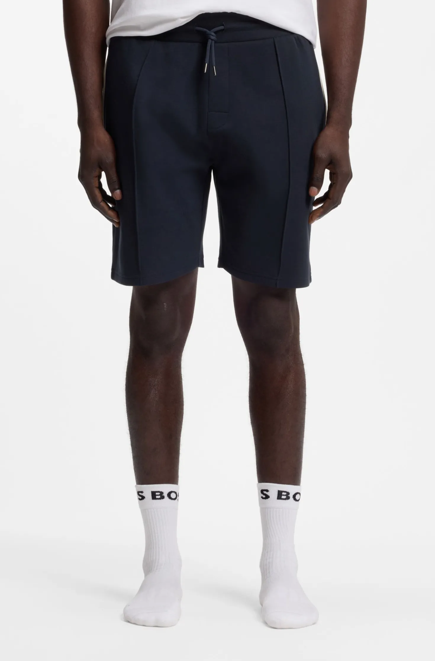 Cotton-blend shorts with metallic logo