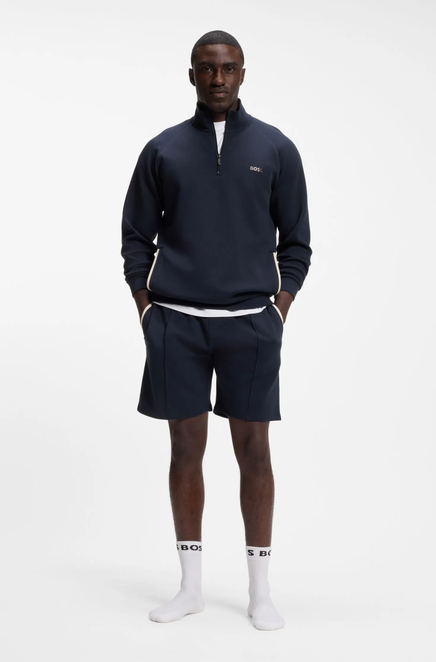 Cotton-blend shorts with metallic logo