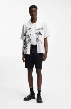 Cotton-blend shorts with stacked-logo trim