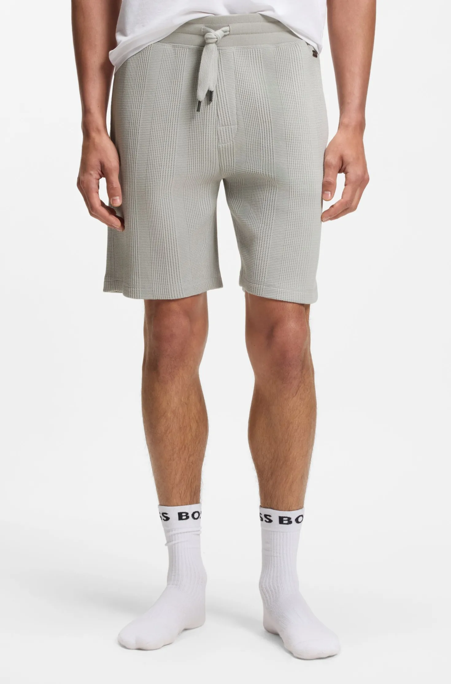 Cotton-blend shorts with waffle structure