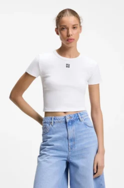 Cotton-blend slim-fit T-shirt with embroidered logo