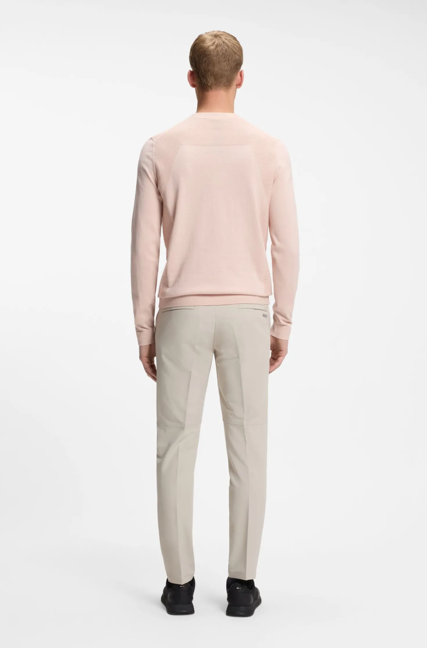 Cotton-blend sweater with bodymapping structure