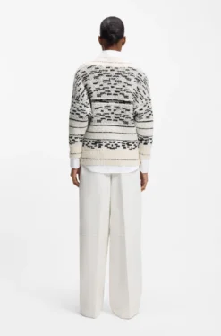 Cotton-blend sweater with jacquard pattern