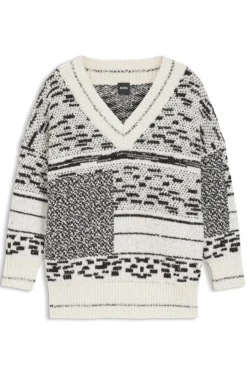 Cotton-blend sweater with jacquard pattern