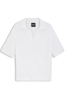 Cotton-blend sweater with Johnny collar