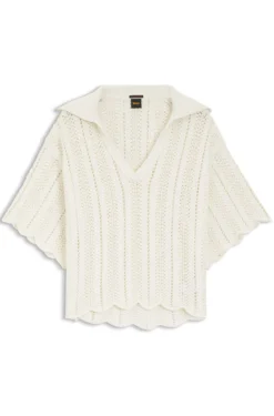 Cotton-blend sweater with knitted wave structure