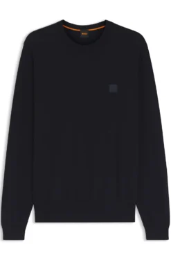 Cotton-blend sweater with logo patch