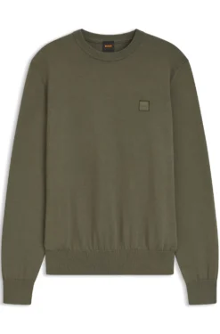 Cotton-blend sweater with logo patch