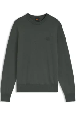 Cotton-blend sweater with logo patch