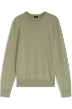 Cotton-blend sweater with logo patch