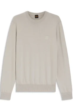 Cotton-blend sweater with logo patch