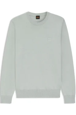 Cotton-blend sweater with logo patch