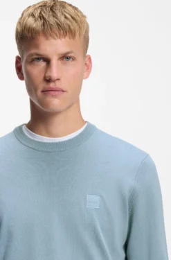 Cotton-blend sweater with logo patch