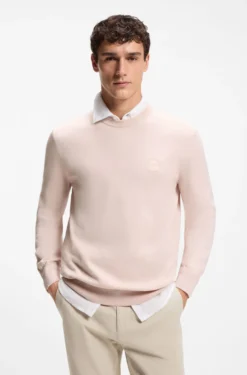 Cotton-blend sweater with logo patch